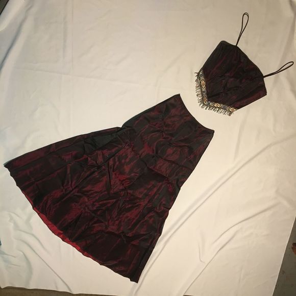 💸 SOLD 💰 2 Piece Beaded Corset Crop Top Pocket Skirt Dress - Picture 15 of 16
